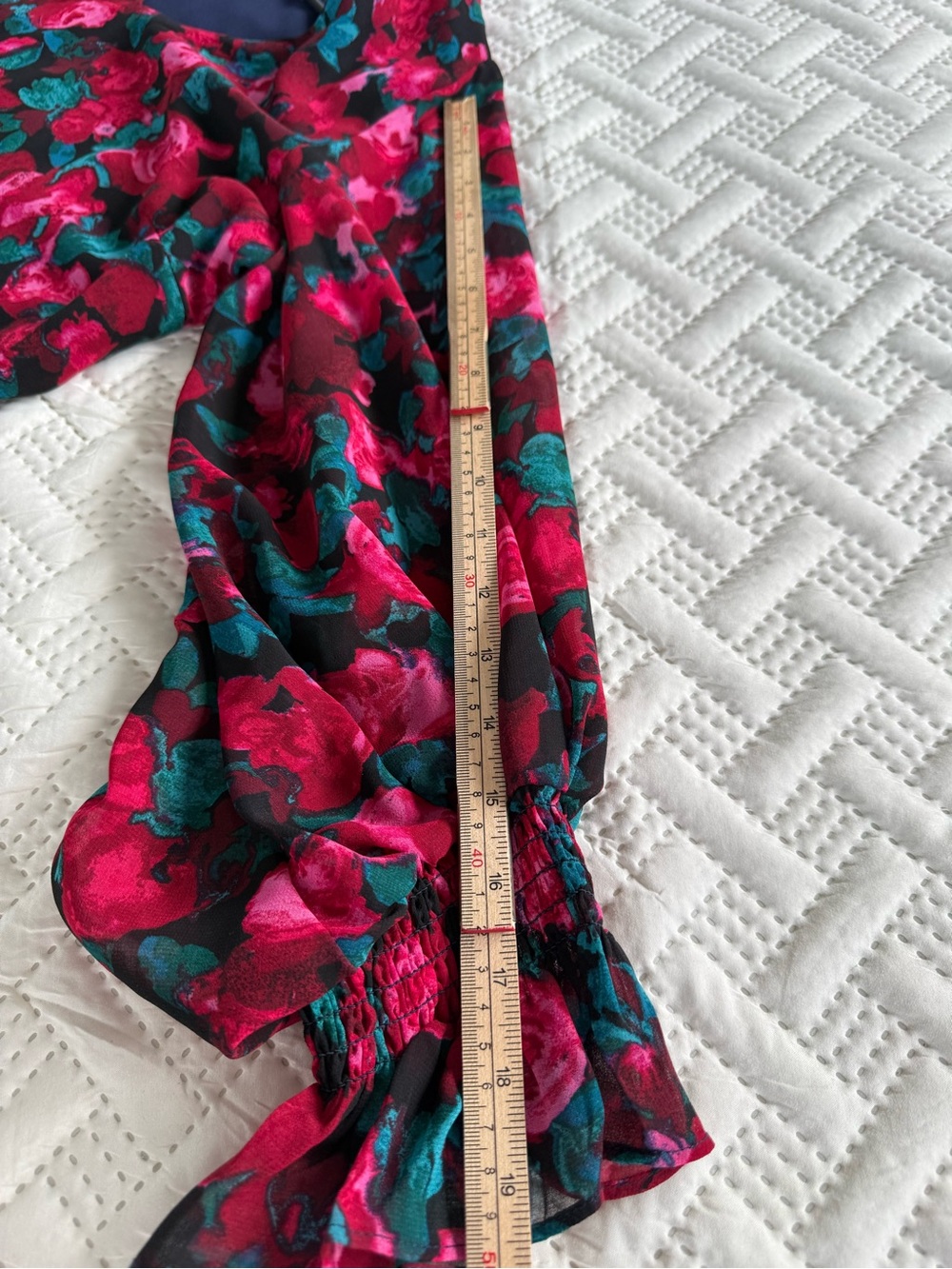 Vince Camuto Navy Blouse with Pink & Teal Accents - Picture 8 of 11